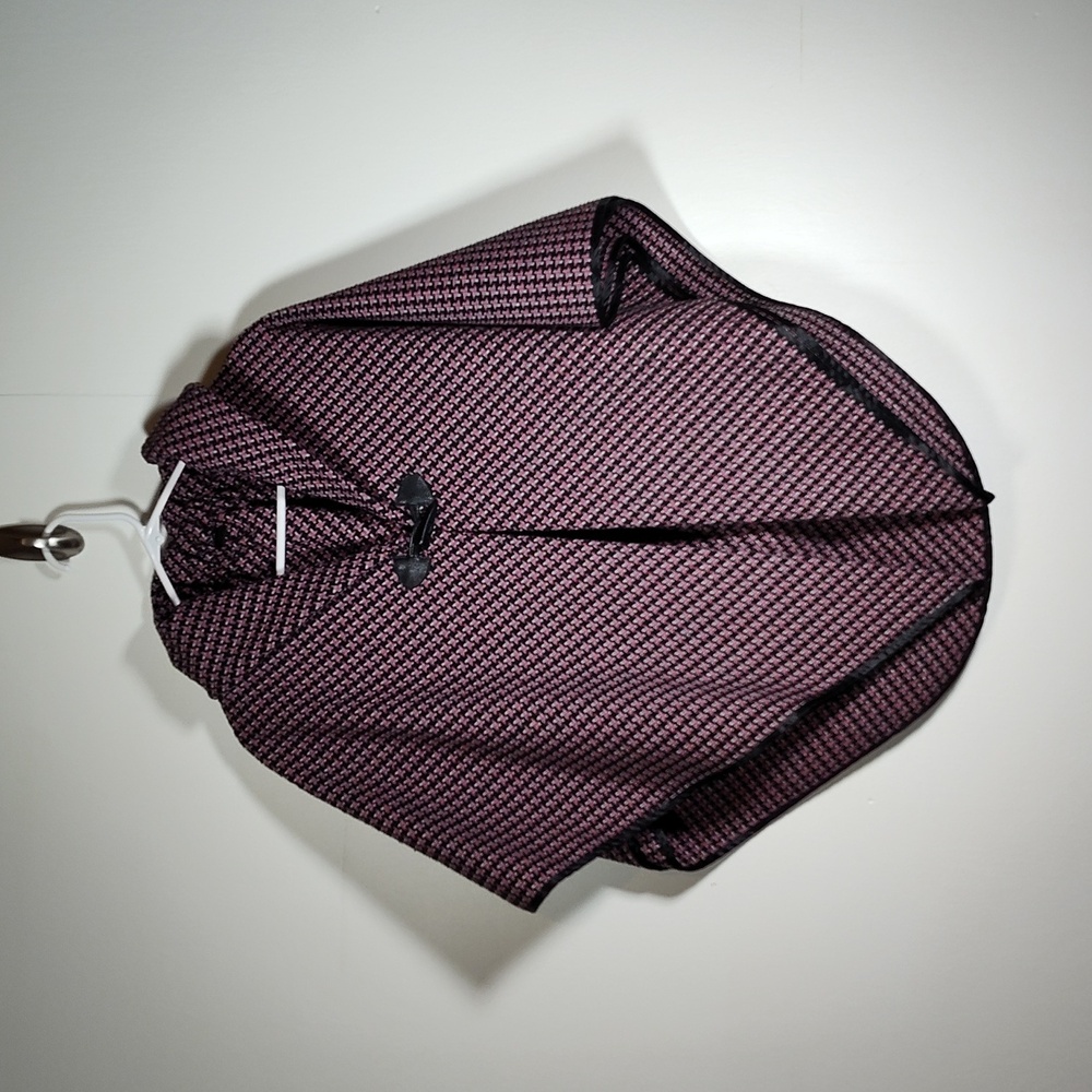 Houndstooth pashmina blend poncho cape in black and pink one size